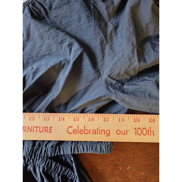 Isabel Maternity Women L Dress Blue Rayon Maxi Scoop Neck Puff Sleeve Tier - Picture 9 of 10